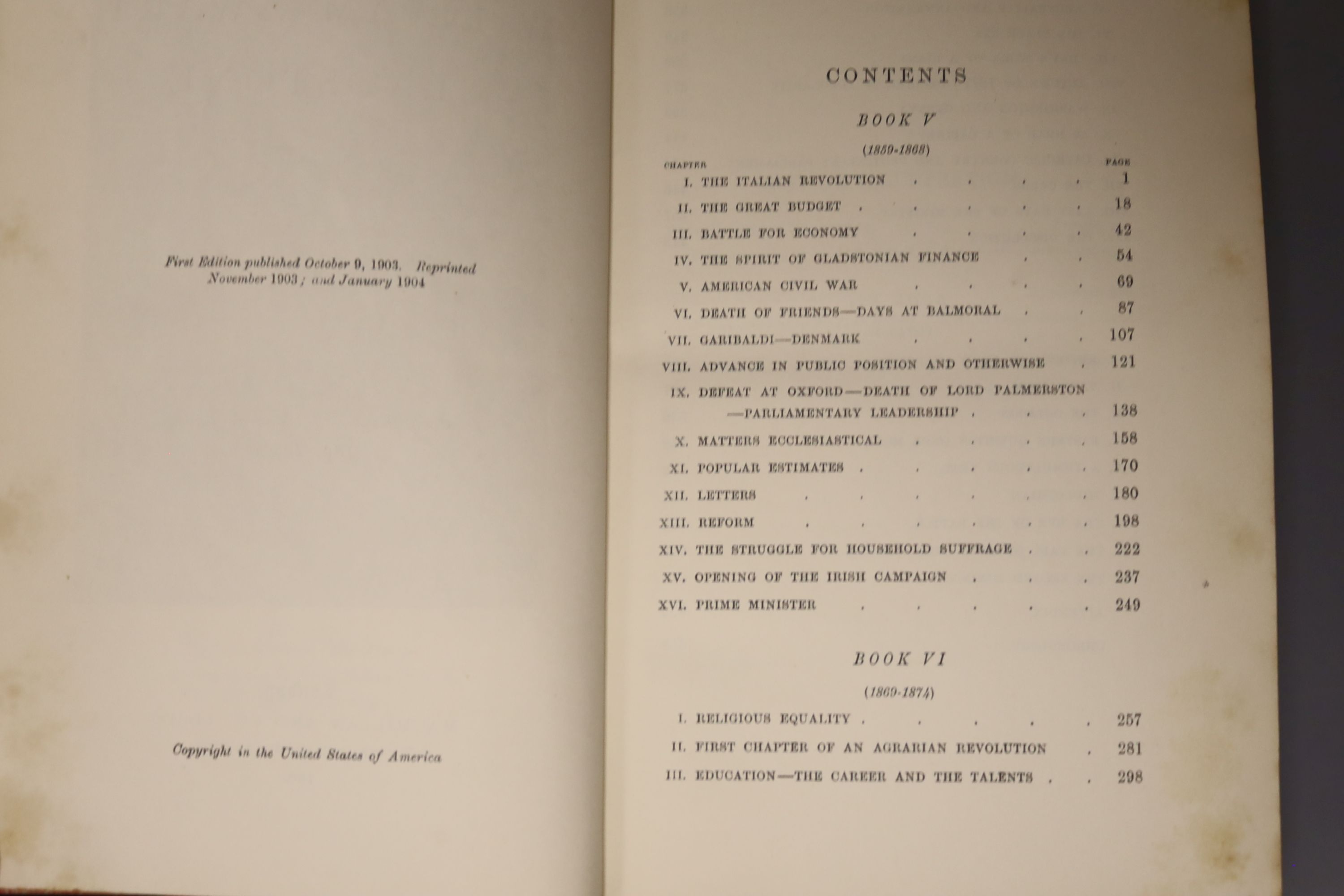 Morley, John - The Life of William Ewart Gladstone, 3 vols, 8vo, half calf, MacMillan, 1904